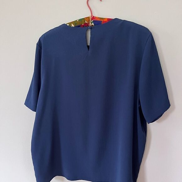 Ship ‘n SHORE | navy blue woman’s short sleep blouse | size 14 - Picture 4 of 4